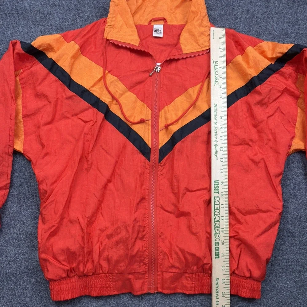 Vintage 90s Colorblock Windbreaker Red Orange Chevron Jacket Medium‎ Retro
